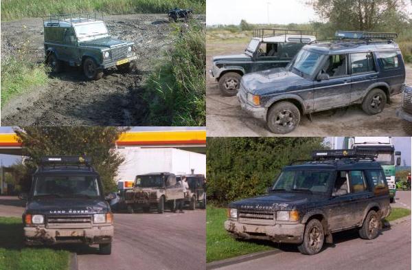 Martin is trying a left turn;
  Chris tries to clean, but it is fruitless, hehehe; Two LRs, afterwards;
  my MUDDY CAR